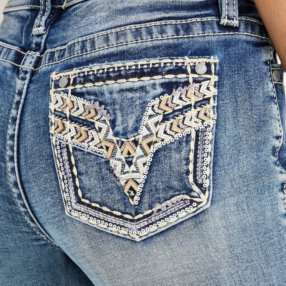 Vigoss Women's Skinny Jeans - Blue with Embroidered Pocket
